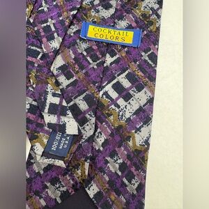 Cocktail Colors Geometric Tie
Silk Abstract Pattern Purple Black and Brown